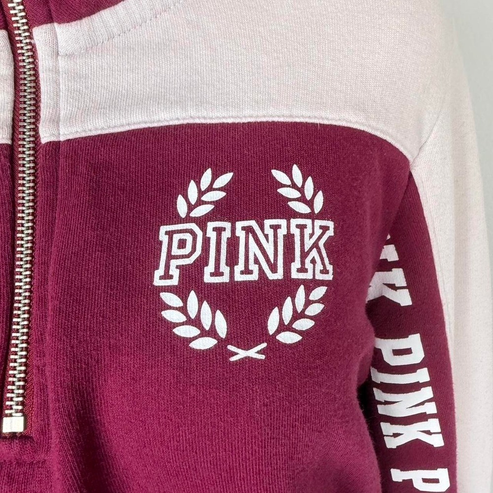 Victoria's Secret PINK burgundy quarter zip sweatshirt - Picture 2 of 4